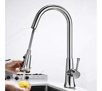 ZH1YFD Kitchen Mixers with Pull Out Spray Brass hot and Cold Multiple Modes ° Rotation Single Hole Kitchen faucets Ceramic Valve core Anti-Seepage and Anti-Leakage Brushed