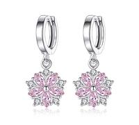 ZH1YFD Luxury Design Silver 925 Jewelry Gemstones Earrings For Women Flower Shaped Ear Drops Student Dating Gift