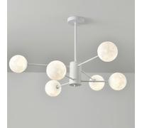 ZH1YFD Modern Dining Room Ceiling Chandelier Milk White Moon Lamp Kitchen Sputnik Ceiling Mounted Lamp Mid Century Vintage 6/8 Globe Lighting Fixture for Living Rooms Bedrooms/White/6Light