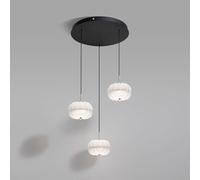 ZH1YFD Modern Globe Light Nordic 3-Light Kitchen Island Ceiling Chandelier Small Pumpkin Lamp Mid Century Rustic Hanging Lamp for Dining Room Cliving Room Farmhouse/Round
