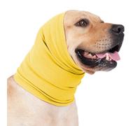 ZH1YFD No Shake Ear Wraps for Dogs Soft Dog Calming Hoodie Dog Ear Cover Ear Muffs for Anxiety Grooming Bathing Swim Noise Protection Quiet Ear for Dogs Yellow L