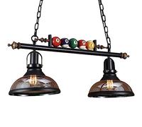 ZH1YFD Personality Creative Billiard Glass Pendant Lamp Industrial Retro Metal E27 Edison Ceiling Hanging Light Fixture Antique Cafe Bar Chandelier Lighting Restaurant Suspension Droplight Made in