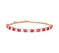 ZH1YFD Rose Gold Ruby Bracelet, 18Kt Gold Bracelets for Women with 2.5ct Red Ruby and Sapphire Bracelet 14.5-19.5cm