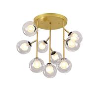 ZH1YFD Semiflush Creative Gold Ceiling Light Iron Ceiling Lamp Pendant Lightfor Bedroom Living Room Office Restaurant Bar Cafe,Magic Bean Chandeliers-Golden 12-Light Commemoration Day vision