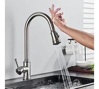 ZH1YFD Smart Touch Kitchen Black with Sensor Rotate Crane 2 Outlet Water Mixer Taps Matte Black Brushed Gold Finish