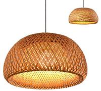 ZH1YFD Vintage Handmade Woven Natural Rattan Chandelier,Creative Garden Hanging E27 Height Adjustable,30Cm