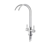 ZH1YFD Water Filter Faucet Double Pipe Double Outlet Purified Water Faucet Stainless Steel Brushed-Brushed