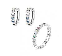 zh829wu711je heart ear buckles stackable ring for women & girls set gift