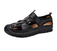 ZH8FCHAN Men's Closed Toe Casual Rubber Strap Athletic Beach Outdoor Adjustable Sports Sandals Fisherman Shoes (Black,14)