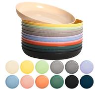 ZHABAYEN 12PCS Reusable Plates, Unbreakable Dinner Plates Set, Picnic Plates for Salad, Pasta, Party, Home, Office, Microwave & Dishwasher Safe