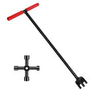 ZHABAYEN 17IN Water Meter Key with T Handle, Stopcock Key with 4 Way Utility Tool for Faucets Valve Water Pipes, Mains Water Key for Water Meters, Underground Stop/Waste Valves