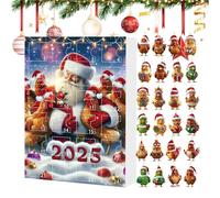 Zhadyu Chicken Ornaments for Christmas Tree - 24 Days Festive Countdown Calendar 2025,2D Flat Acrylic Chick Charm Animal Pendant for Car Rearview Mirror Party Home Wall Window Christmas Tree Door