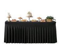 Zhadyu Desk Skirt - Baby Shower Desk Skirts,6ft Black Pleated Ruffle Table Skirts Decorations for Halloween Baby Shower Wedding Banquet Buffet Birthday Party