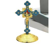 Zhadyu Jesus Cross Figure | Spiritual Figurine Easter Decoration - Praying Religious Figurine - for Bedside Desk Desktop Bathroom Nightstand Shelf Mantel Fireplace Stair Apartment Holiday