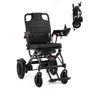 ZHaelyx Lightweight Foldable Electric Wheelchair for Adults, Only 21.5kg with Powerful Motor for Stable Climbing, All Terrain Travel Mobility Scooter for Seniors (Black)