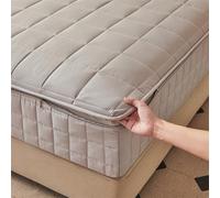 ZHAIJYLI King Size Mattress Cover with Zip Customizable Zipped Quilted Mattress Protector 40cm Deep Fitted Sheets Zippered Mattress Topper Cover Fully Encased Mattress Encasement (150x200+40cm,Gray B