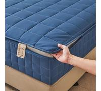 ZHAIJYLI King Size Mattress Cover with Zip Customizable Zipped Quilted Mattress Protector 40cm Deep Fitted Sheets Zippered Mattress Topper Cover Fully Encased Mattress Encasement (80x200+24cm,Blue B)