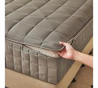 ZHAIJYLI King Size Mattress Cover with Zip Customizable Zipped Quilted Mattress Protector 40cm Deep Fitted Sheets Zippered Mattress Topper Cover Fully Encased Mattress Encasement (135x190+30cm,Gray A