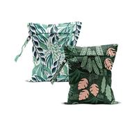 ZHAMEN 2Pcs Tropical Wet Bag 12x10 Inch, Plant Waterproof Reusable Wet Dry Bags, Leaves Washable Travel Laundry Bags for Swimsuit Beach Diapers Dirty Yoga Gym Clothes, Plants Gifts for Women Friend