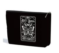 ZHAMEN Goth Gifts Funny Skeleton Skull Makeup Bag, Goth Accessories Spooky Gifts Gothic Cosmetic Bag, Halloween Party Favors, Black 01250, 10.5"x 7"x 2.5"
