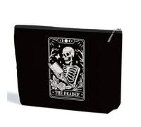 ZHAMEN Goth Gifts Funny Skeleton Skull Makeup Bag, Goth Accessories Spooky Gifts Gothic Cosmetic Bag, Halloween Party Favors, Black 01248, 10.5"x 7"x 2.5"
