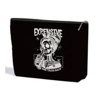 ZHAMEN Goth Gifts Funny Skeleton Skull Makeup Bag, Goth Accessories Spooky Gifts Gothic Cosmetic Bag, Halloween Party Favors, Black 1265, 10.5"x 7"x 2.5"