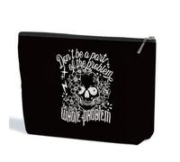 ZHAMEN Goth Gifts Funny Skeleton Skull Makeup Bag, Goth Accessories Spooky Gifts Gothic Cosmetic Bag, Halloween Party Favors, Black 01257, 10.5"x 7"x 2.5"