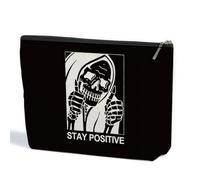 ZHAMEN Goth Gifts Funny Skeleton Skull Makeup Bag, Goth Accessories Spooky Gifts Gothic Cosmetic Bag, Halloween Party Favors, Black 01247, 10.5"x 7"x 2.5"