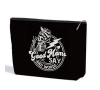ZHAMEN Goth Gifts Funny Skeleton Skull Makeup Bag, Goth Accessories Spooky Gifts Gothic Cosmetic Bag, Halloween Party Favors, Black 01256, 10.5"x 7"x 2.5"