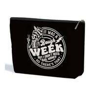 ZHAMEN Goth Gifts Funny Skeleton Skull Makeup Bag, Goth Accessories Spooky Gifts Gothic Cosmetic Bag, Halloween Party Favors, Black 01264, 10.5"x 7"x 2.5"