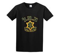 Zhan Zai Israel Defense Force IDF Army Logo Men Simple Tshirt Black XXL