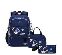 ZHANAO Backpack Set for Boys Astronaut Schoolbag with Lunch Box Pencil Case Set Bookbags for Kids Children Waterproof Lightweight Backpacks