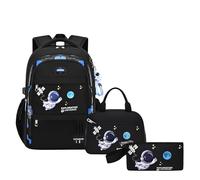 ZHANAO Backpack Set for Boys Astronaut Schoolbag with Lunch Box Pencil Case Set Bookbags for Kids Children Waterproof Lightweight Backpacks