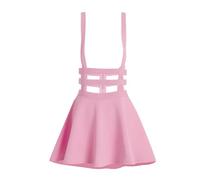 ZHANCHTONG Women's Elastic Waist Pleated Short Braces Skirt Mini Suspender Skirt - pink - Large