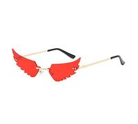 zhandouji Retro Rimless Angel Wing Sunglasses for Men Women Unisex Irregular Shaped Vintage 90s Funky Funny Party Festival Metal Frame Stylish Y2K Sun Glasses