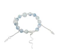 Zhang shine 2025 New Year of The Snake Beaded Charm Bracelets Lucky Charm Bracelet Jade Stone Beaded Chinese Zodiac Feng Shui Stretch Bracelets for Women Blessing New Year Animal Jewelry, One Size