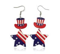 Zhang shine 4th of July Patriotic Earrings Glitter Red White Bule Firework Eagle Earrings American Flag Earring Western Independence Day Jewelry Gifts for Women, One Szie, Acrylic, No Gemstone