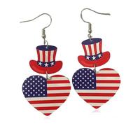 Zhang shine 4th of July Patriotic Earrings Glitter Red White Bule Firework Eagle Earrings American Flag Earring Western Independence Day Jewelry Gifts for Women, One Szie, Acrylic, No Gemstone