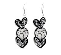 Zhang shine Acrylic Game Ball Dangle Earrings, Leopard Heart Pumpkin Sports Soccer Football Earrings Lover Jewelry Women Mom Game Day Player Fan Gift, One Size, Acrylic, No Gemstone