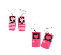 Zhang shine Colorful Hot Pink 70'S 80'S Cassette Tape Game Machine Cellphone Acrylic Dangle Earrings for Women Jewelry, One Size, Acrylic, No Gemstone