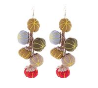 Zhang shine Fall Thanksgiving Earrings Vintage Woven Fabric Maple Leaf Pumpkin Tassel Dangle Drop Earring Autumn Holiday Fall Jewelry for Women, One Size, Cotton, No Gemstone