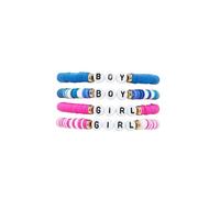 Zhang shine Gender Reveal Braclets Colorful Polymer Clay Letter Bracelets Big Sister Big Bro Bracelets for Women Valentine Couple Family Birthday Jewelry, One Size, Polymer Clay, no gemstone