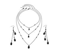 Zhang shine Gothic Blood Drops Necklaces Earrings Set for Women,Vampire Black Red Crystal Punk Cool Choker Necklace Goth Halloween Cosplay Jewelry Set, One Size, Zinc, No Gemstone