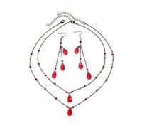 Zhang shine Gothic Blood Drops Necklaces Earrings Set for Women,Vampire Black Red Crystal Punk Cool Choker Necklace Goth Halloween Cosplay Jewelry Set, One Size, Zinc, No Gemstone