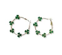 Zhang shine Green Shamrock Earrings Irish Clover Hoop Earrings St.Patrick's Day Lucky Leaf Earrings for Women, One Size, Metal, No Gemstone