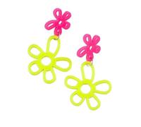 Zhang shine Neon Daisy Flower Earrings for Women Acrylic Colorful Retro Disco Hippie Neon Earrings Bohemian 80s 90s Outfit for Women 80's Glow Party Accessories Gifts, One Size, Acrylic, No Gemstone