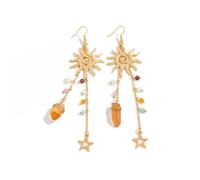 Zhang shine Ocean Starfish Tassel Dangle Earrings for Women - Gold Plated Long Seashell Jellyfish Sea Pearl Earrings Summer Beach Boho Statement Jewelry, One Size, Metal, No Gemstone