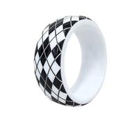 Zhang shine Punk Checkerboard Bracelet for Women - Black White Wide Chunky Bangle Bracelets Rock Pop Disco Round Acrylic Bracelet Vintage Plastic Statement Jewelry, One Size, Acrylic, no gemstone