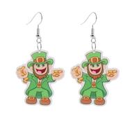 Zhang shine St Patricks Day Earrings Irish Shamrock Cute Green Clover Balloon Rainbow Acrylic Dangle Earrings Good Luck For Women Holiday Jewelry （Style 2）
