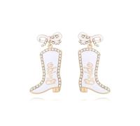 Zhang shine Western Cowgirl Boot Earrings Sparkly Rhinestone Bow Earrings Western Country Cowgirl Bride To Be Drop Dangle Earrings Bachelorette Party Wedding Jewelry Gifts, One Size, Enamel